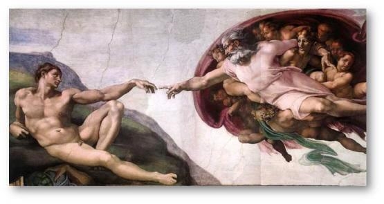 What is the name of the painting below? A fresco by Michelangelo in the Sistine Chapel-example-1