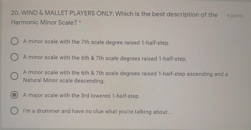 Best description of the harmonic minor scale (see image)​-example-1