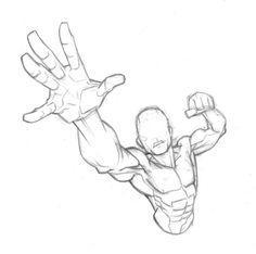 Please CREATE  (  draw  ) a CARTOON super hero of your own, in three action poses-example-1