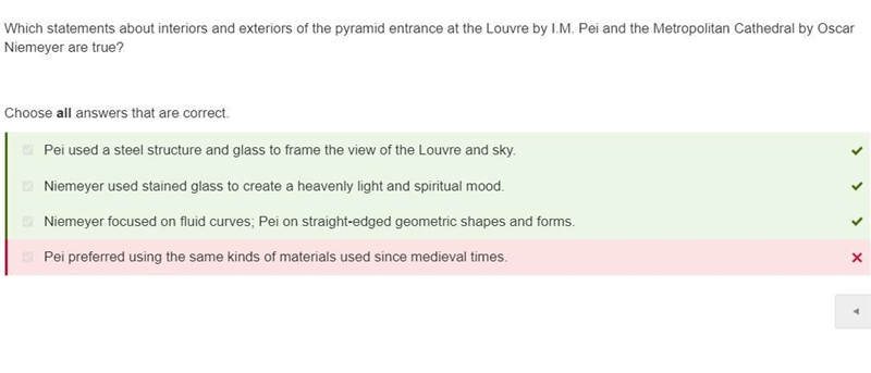 Which statements about interiors and exteriors of the pyramid entrance at the Louvre-example-1