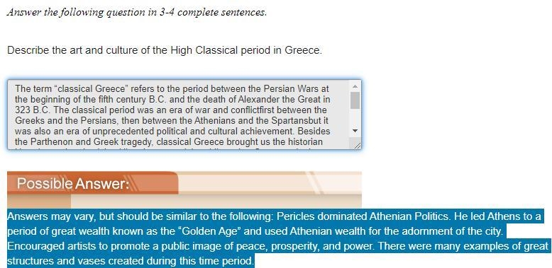 Describe the art and culture of the high classical period in Greece-example-1