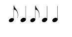 This musical rhythm shows syncopation. True False-example-1