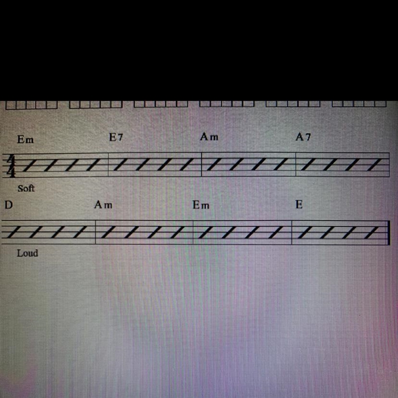 Does black lines that are tilted on the staff tell you how many times you Strum. Please-example-1