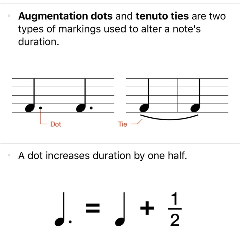 What is the difference between a dot and tie in music?-example-1