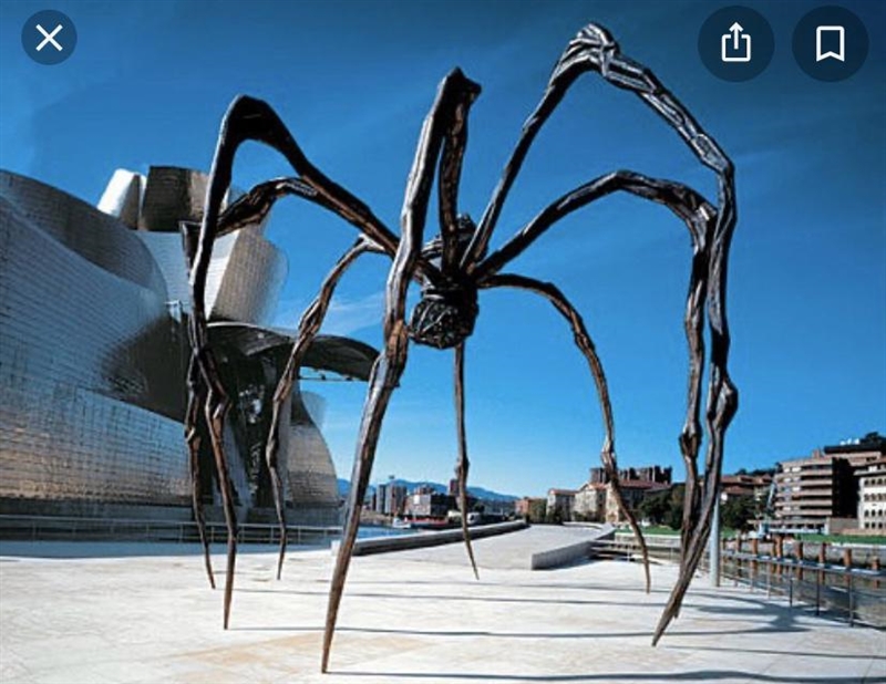 Analysis of art sculpture maman. What is the treatment of space and landscape both-example-1