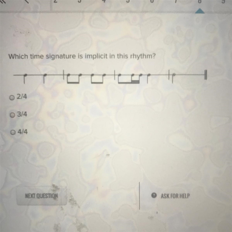 Which time signature is implicit in this rhythm? 2/4 3/4 4/4-example-1