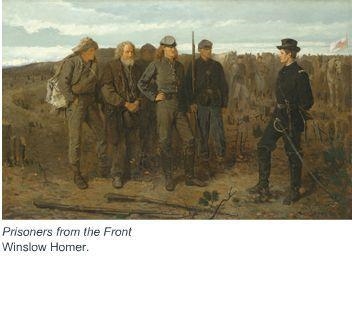 What technique did Winslow Homer use in Prisoners from the Front to focus the viewer-example-1