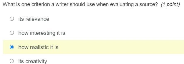 What is one criterion a writer should use when evaluating a source-example-1