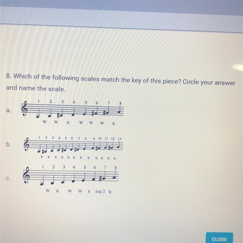 Which of the following scales match the key of this piece?-example-1