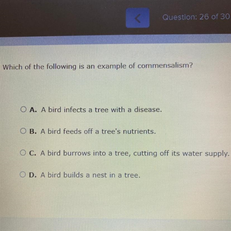 Which of the following is an example of commensalism?-example-1