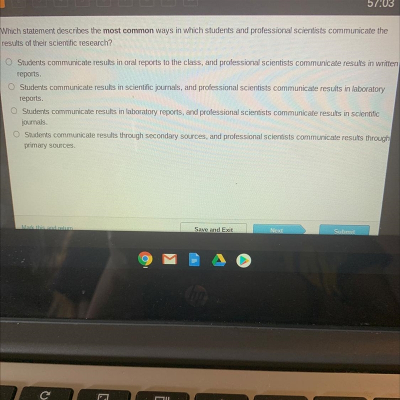 HELPP :( Which statement describes the most common ways in which students and professional-example-1