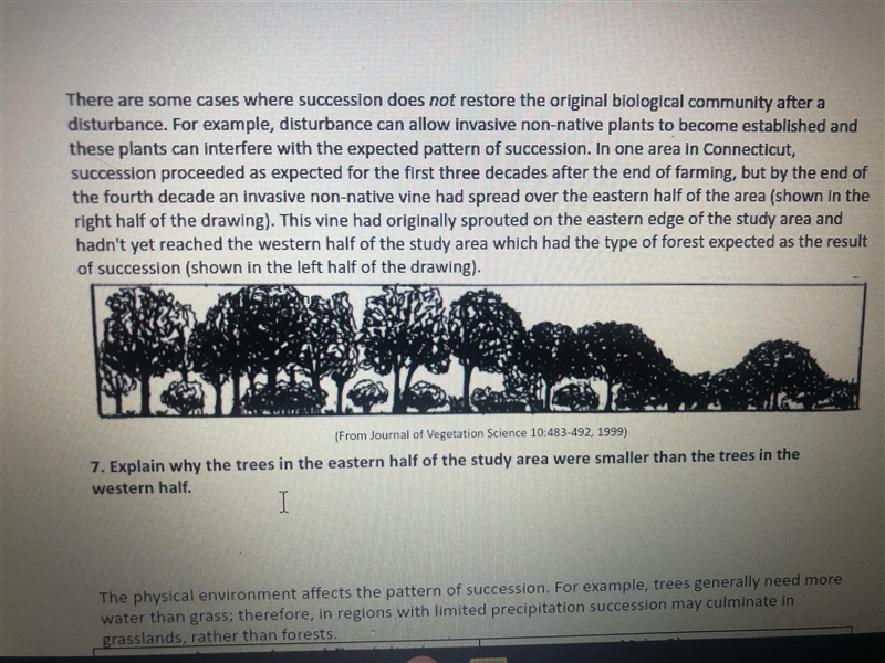 HELP explain why the trees in the eastern half of the study area were smaller than-example-1