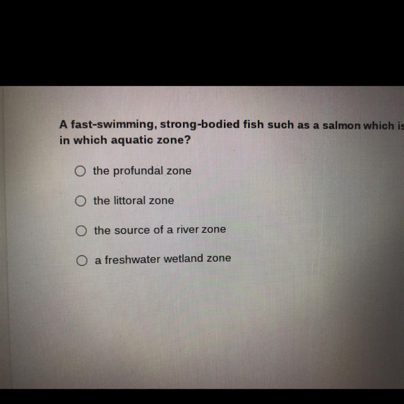 The ecology question above says : A fast swimming strong body fish such as a swimming-example-1