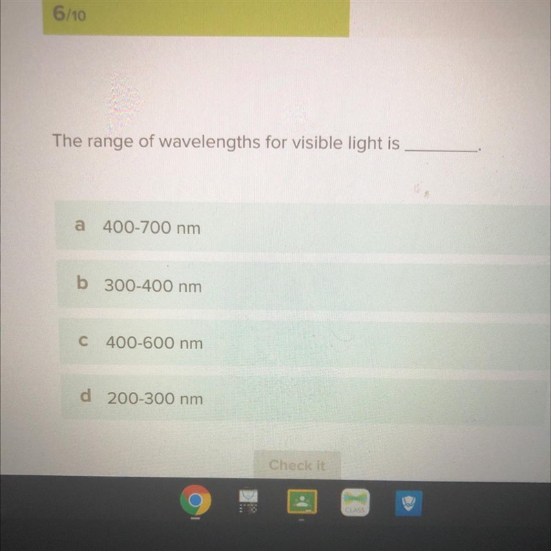 The range of wavelengths for visible litis.-example-1