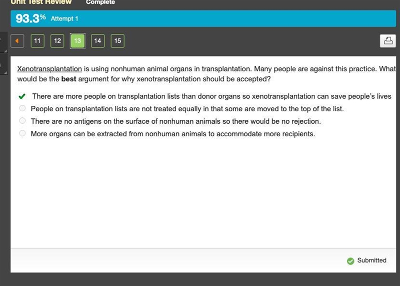 Xenotransplantation is using nonhuman animal organs in transplantation. Many people-example-1