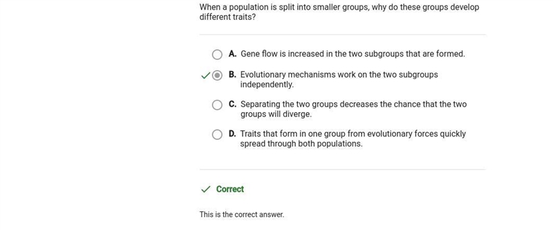 When a population is split into smaller groups, why do these groups develop different-example-1