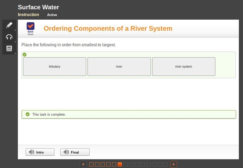 Place the following in order from smallest to largest. tributary river system river-example-1