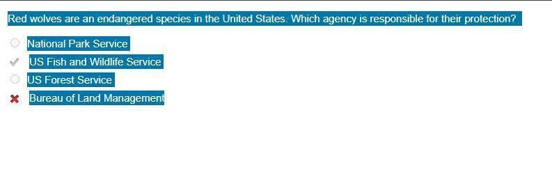 Which federal agency protects the ecosystem? Bureau of Land Management National Park-example-1