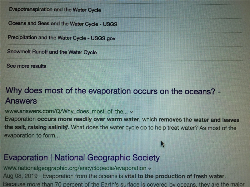 Why does most evaporation in the water cycle happen from Earth's oceans? :)​-example-1