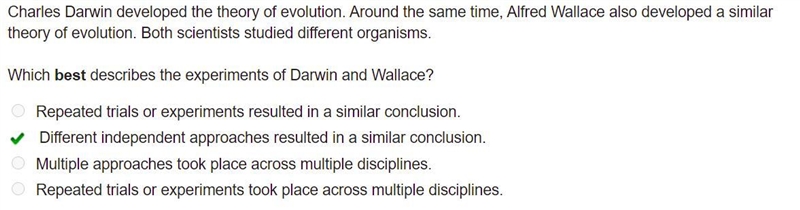 Charles Darwin developed the theory of evolution. Around the same time, Alfred Wallace-example-1