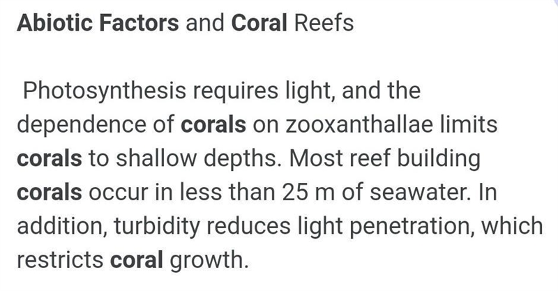 8. Which situation is an abiotic factor for the habitat of coral organisms? *-example-2