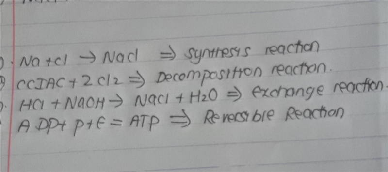 Match the chemical reaction with its correct type. 1. Nat + Cl → NaCl decomposition-example-1