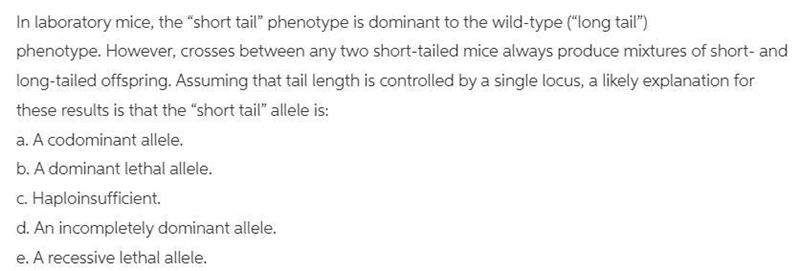 in lab micr the short tail phenotype is fominant to wild long assuming tail length-example-1