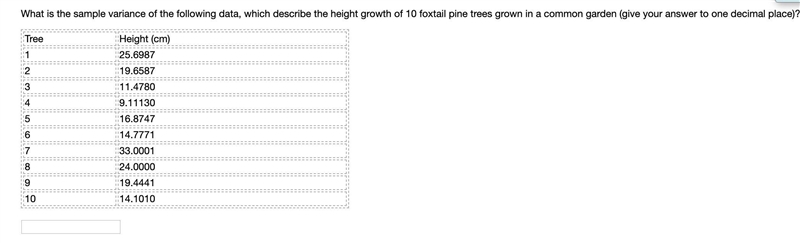 What is the sample variance of the following data, which describe the height growth-example-1