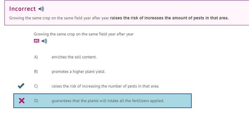 Growing the same crop on the same field year after year A) enriches the soil content-example-1