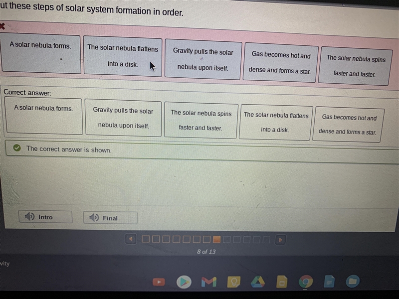 Put these steps of solar system formation in order-example-1