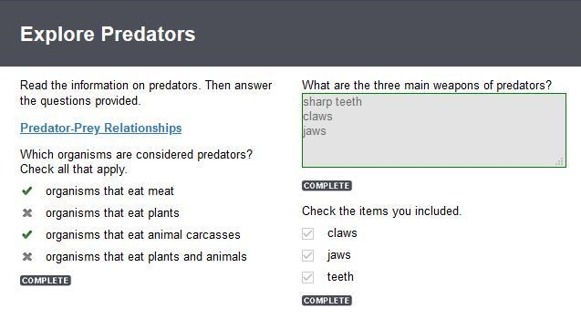 Read the information on predators. Then answer the questions provided. Predator-Prey-example-1