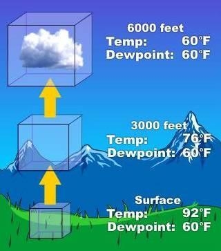 According to the diagram the temperature where clouds form is?-example-1