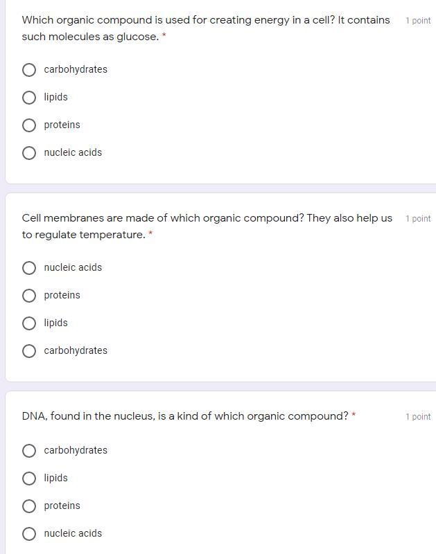 Which organic compound is used for creating energy in a cell? It contains such molecules-example-1