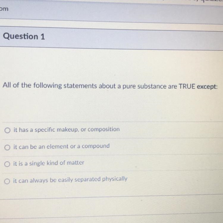 All of the following statements about a pure substance are true except:-example-1