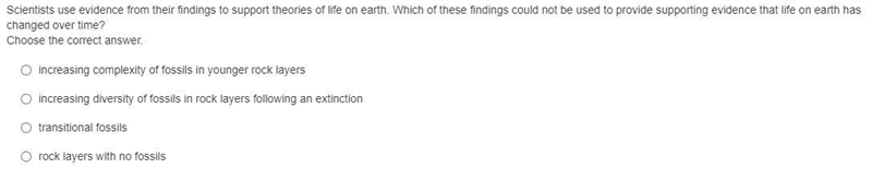 Scientists use evidence from their findings to support theories of life on earth. Which-example-1