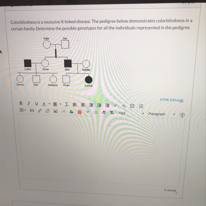 Colorblindness is a recessive X-linked disease. Determine the possible genotypes for-example-1