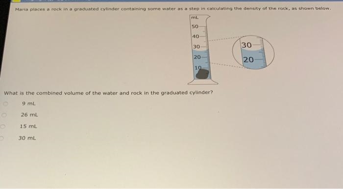 Maria places a rock in a graduated cylinder containing some water-example-1