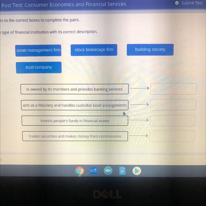 Match each type of financial institution with its correct description.-example-1