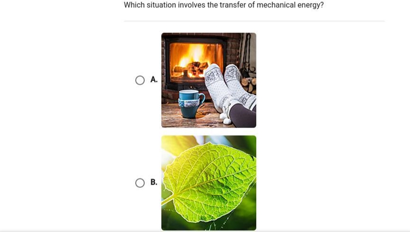 Which situation involves the transfer of mechanical energy? and can someone help me-example-1