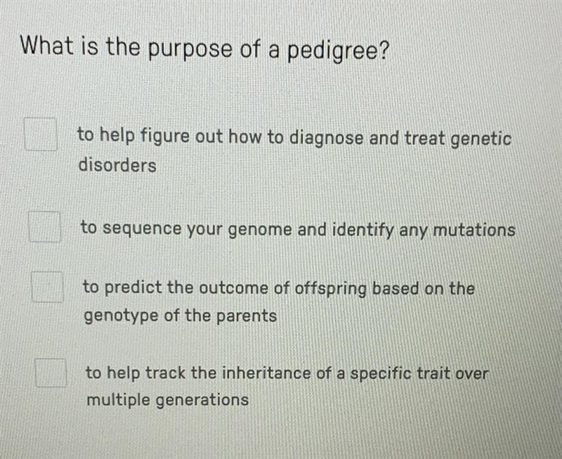 What is the purpose of a pedigree ?-example-1