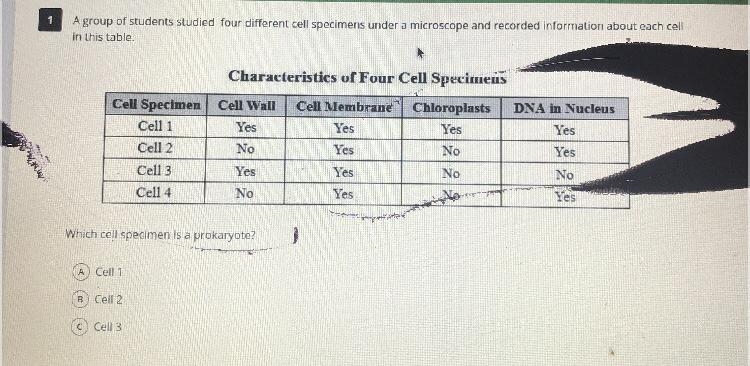 A group of students studied four different cell specimens under a microscope and recorded-example-1