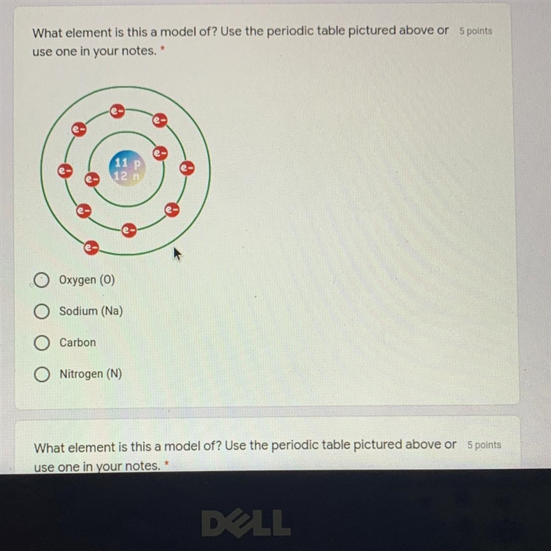 What element is this a model of? Use the periodic table. PLEASE HELP 30 POINTS-example-1