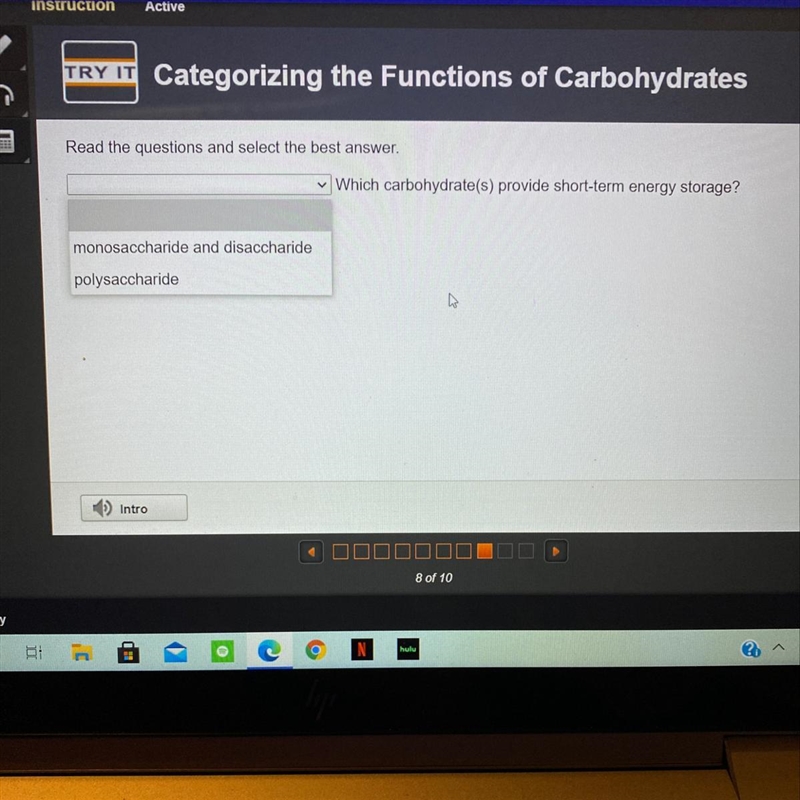 Which carbohydrate(s) provide short-term energy storage.-example-1