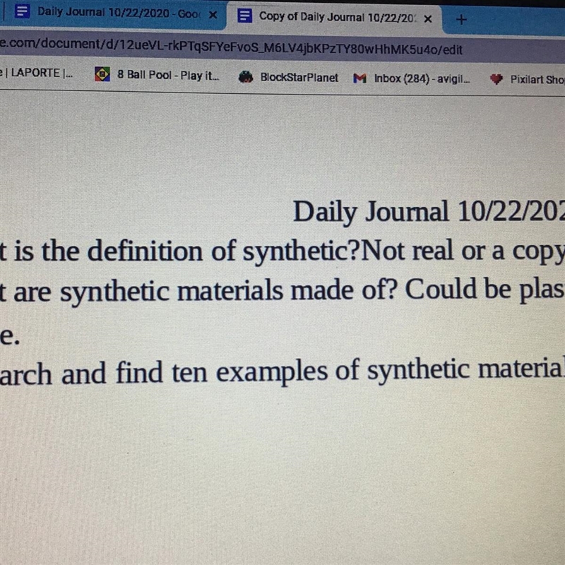 Is the definition of synthetic? Is it not real or a copy-example-1