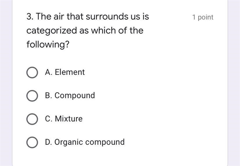 Element Compound Mixture Organic compound-example-1