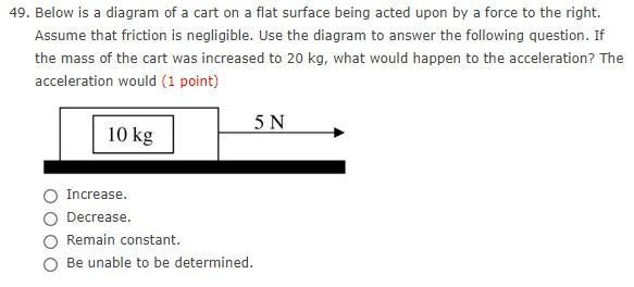 please urgent help... below is a diagram of a cart on a flat surface being acted upon-example-1