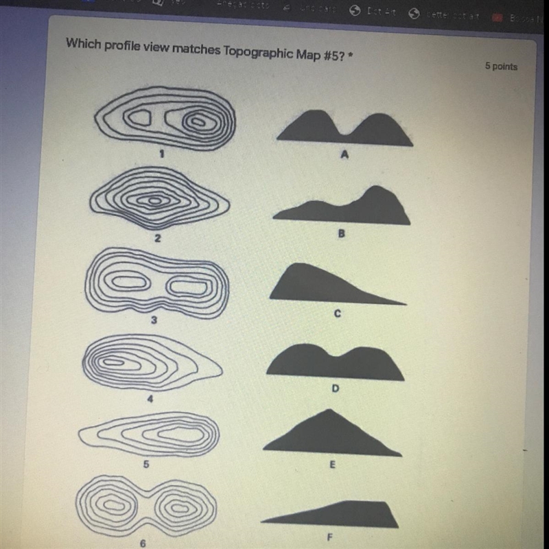 Which profile view matches Topographic Map #5?-example-1