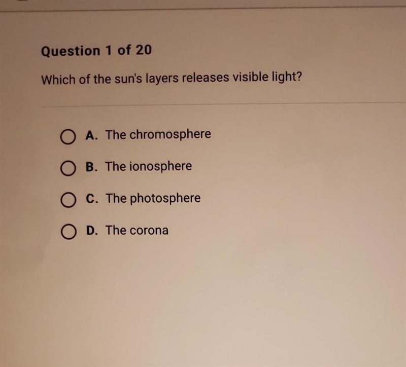 Which of the sun's layers releases visible light?​-example-1