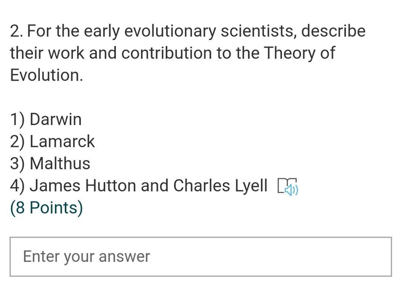 plz help 25 points 2.For the early evolutionary scientists, describe their work and-example-1