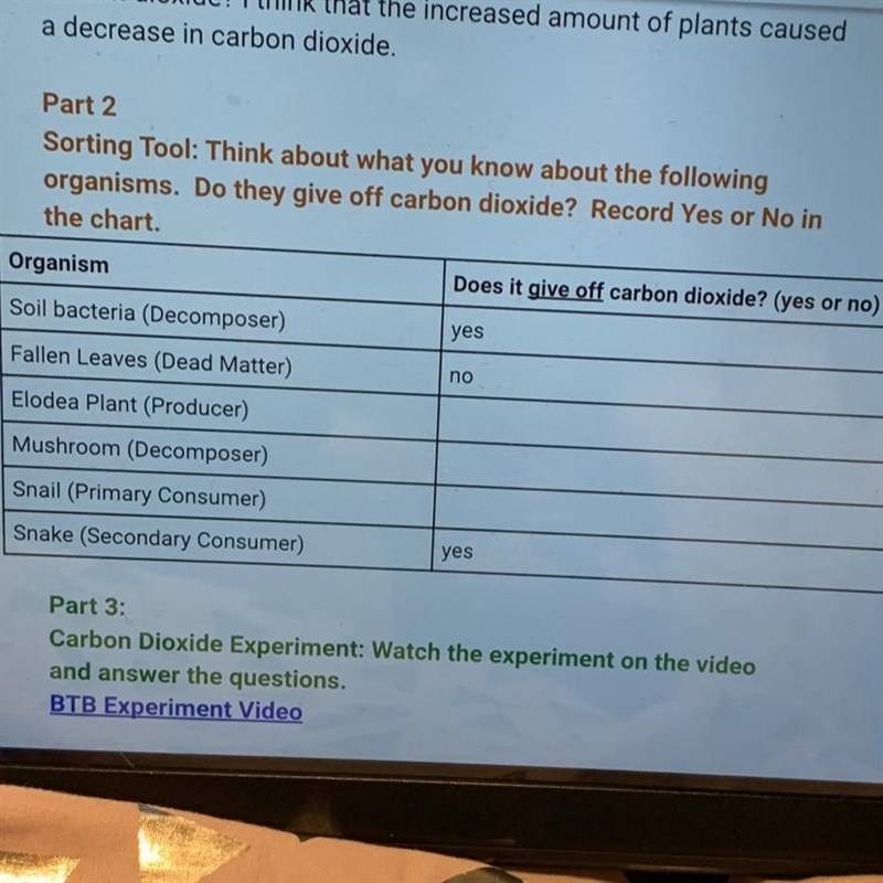 Think about what you know about the following organisms. Do they give off carbon dioxide-example-1